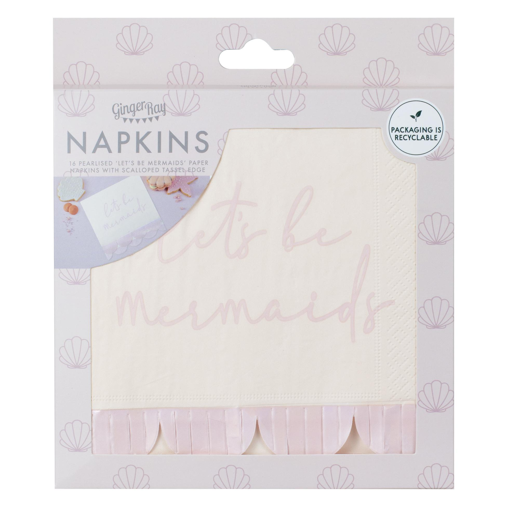 Servetele din Hartie (16 buc) "Let's Be Mermaids" Iridescente si Roz