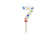 Lumânare Cifră 7 – Confetti Alb (5.5cm)