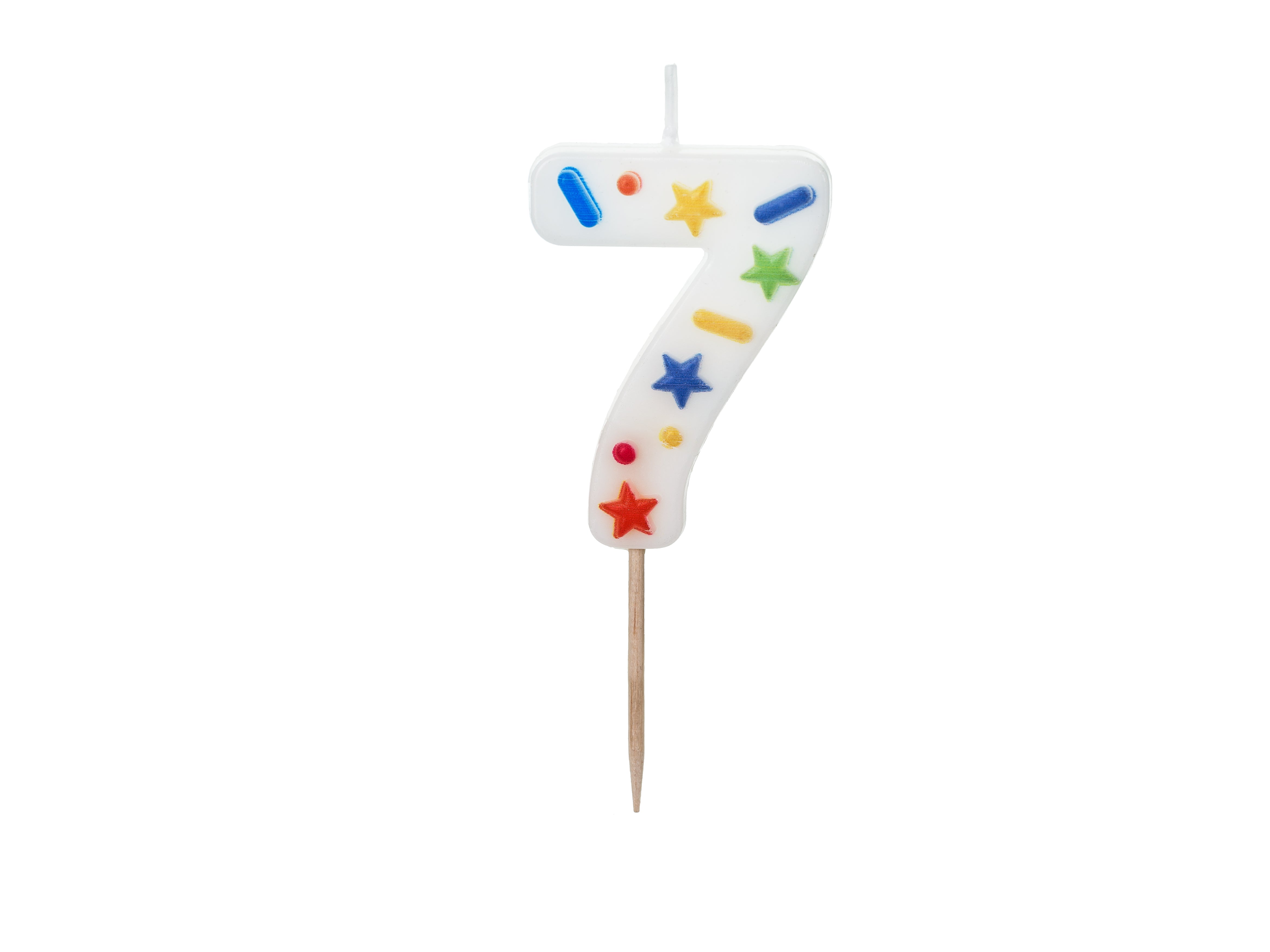 Lumânare Cifră 7 – Confetti Alb (5.5cm)