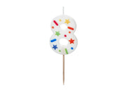 Lumânare Cifră 8 – Confetti Alb (5.5cm)