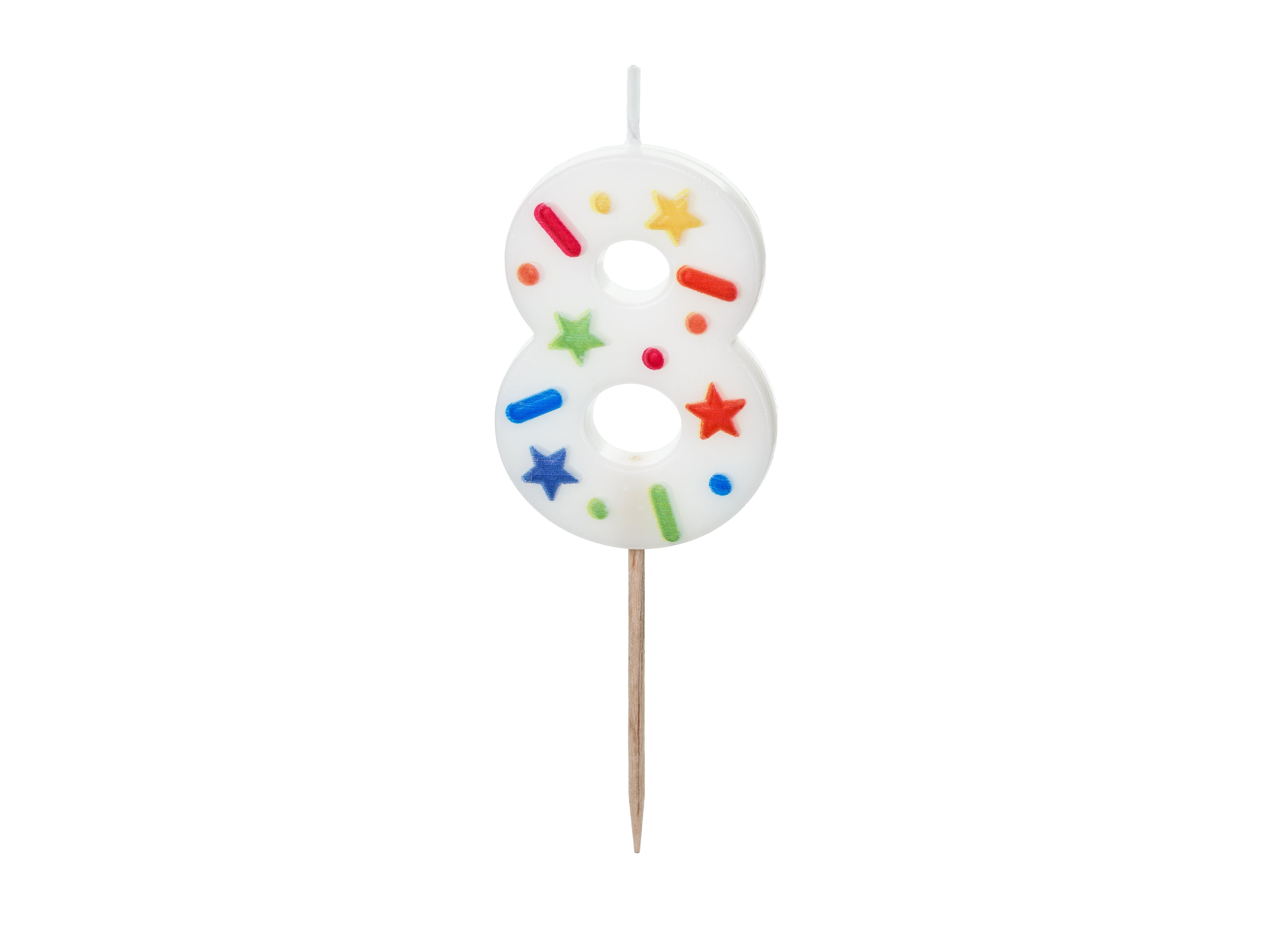 Lumânare Cifră 8 – Confetti Alb (5.5cm)