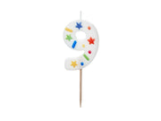 Lumânare Cifră 9 – Confetti Alb (5.5cm)
