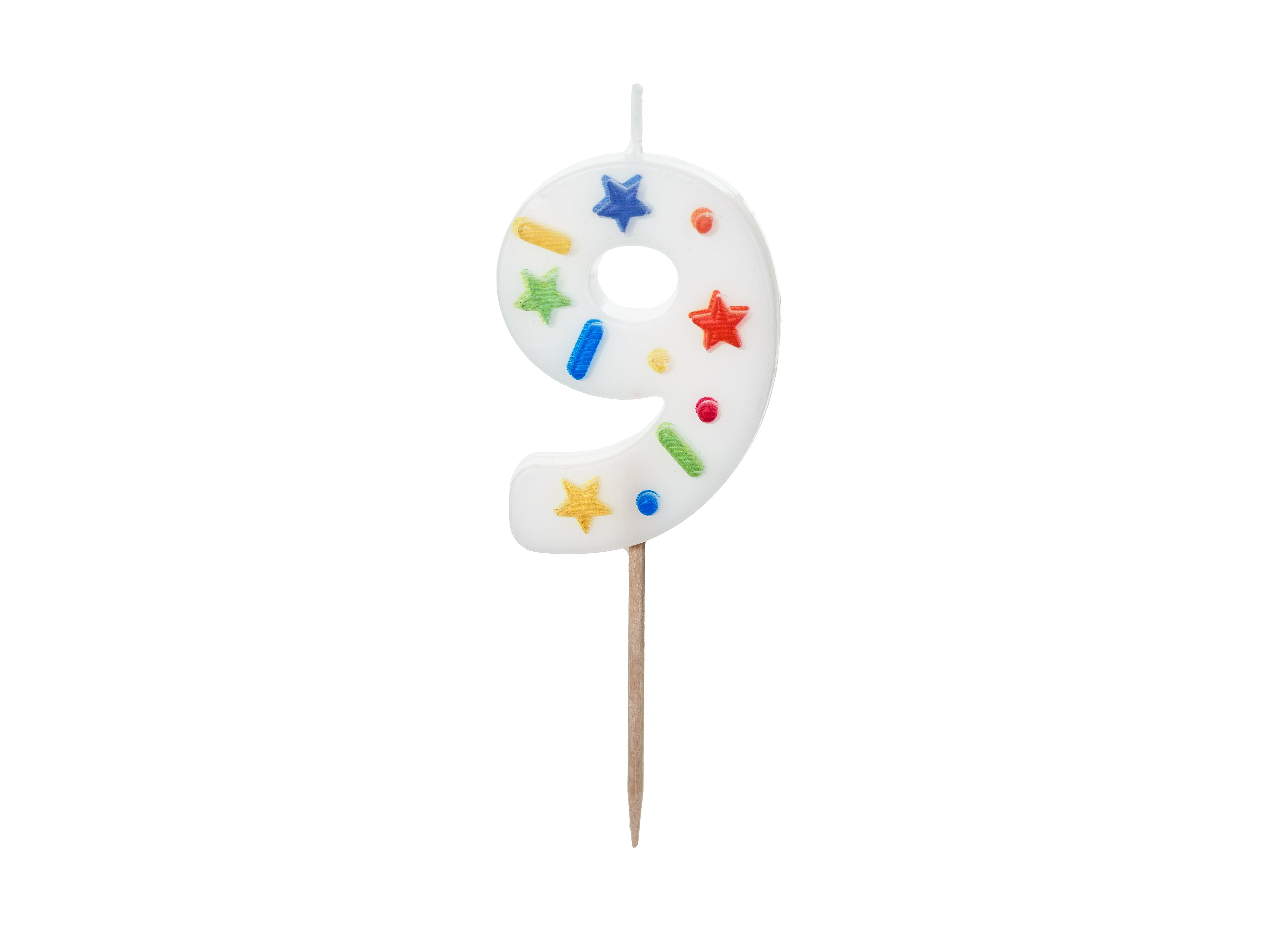 Lumânare Cifră 9 – Confetti Alb (5.5cm)