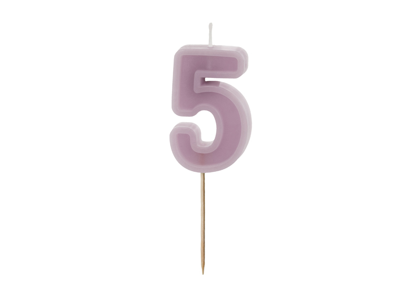 Lumanare pentru tort cifra 5 mov pastel