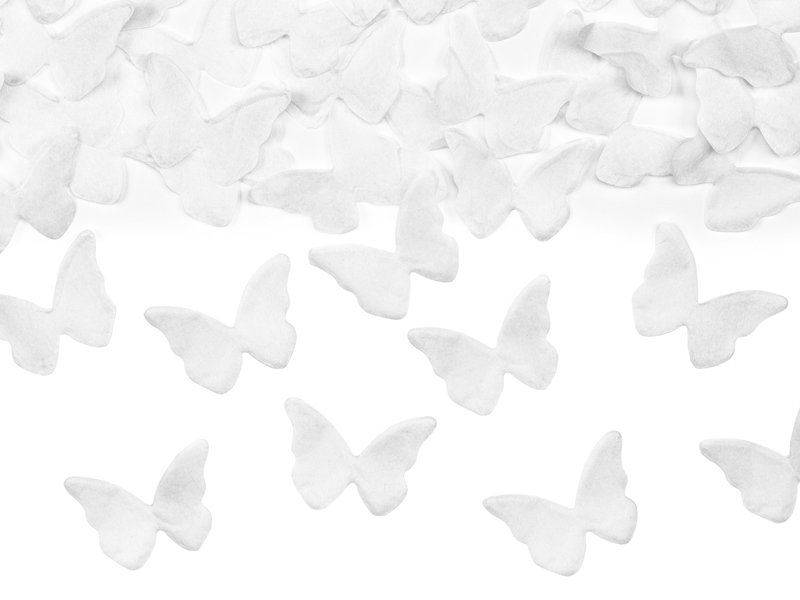 Tun Confetti cu fluturi albi, 20 cm