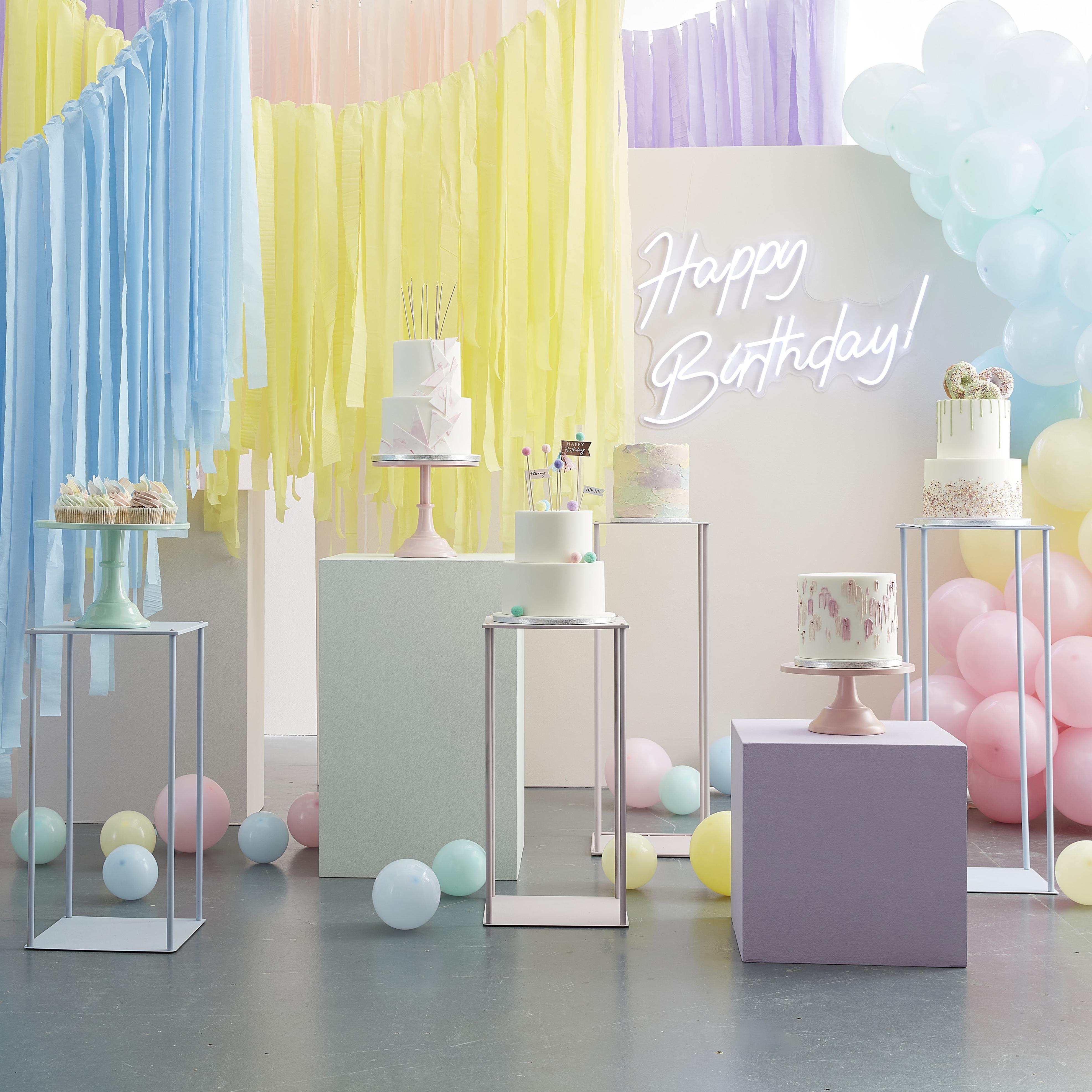 Toppers Tort Pom Pom Happy Birthday, pastel/roz auriu