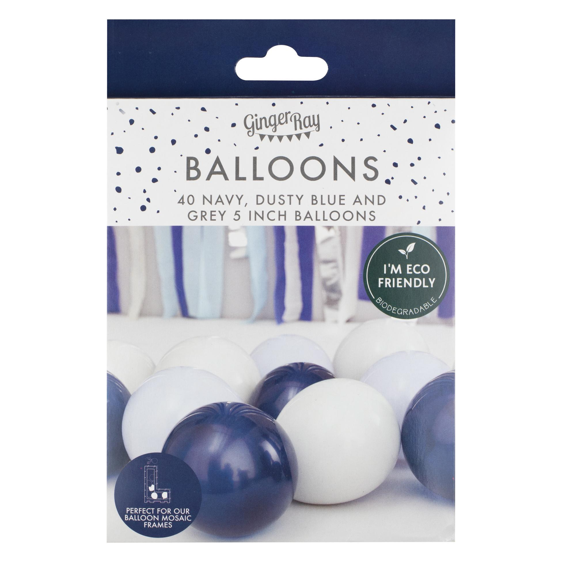 Set 40 baloane marin, albastru si gri pentru petrecere / aniversari, 13cm
