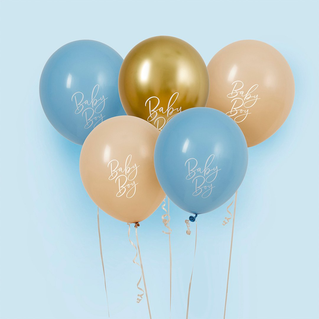 Set 5 Baloane „Baby Boy”, Hootyballoo, 30 cm, Multicolor