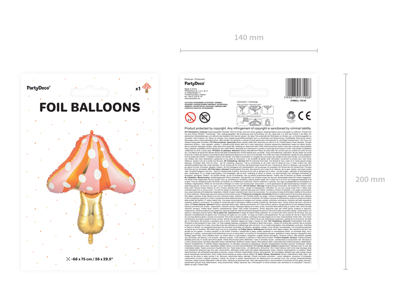 Balon folie colorat ciupercuta 66x75 cm