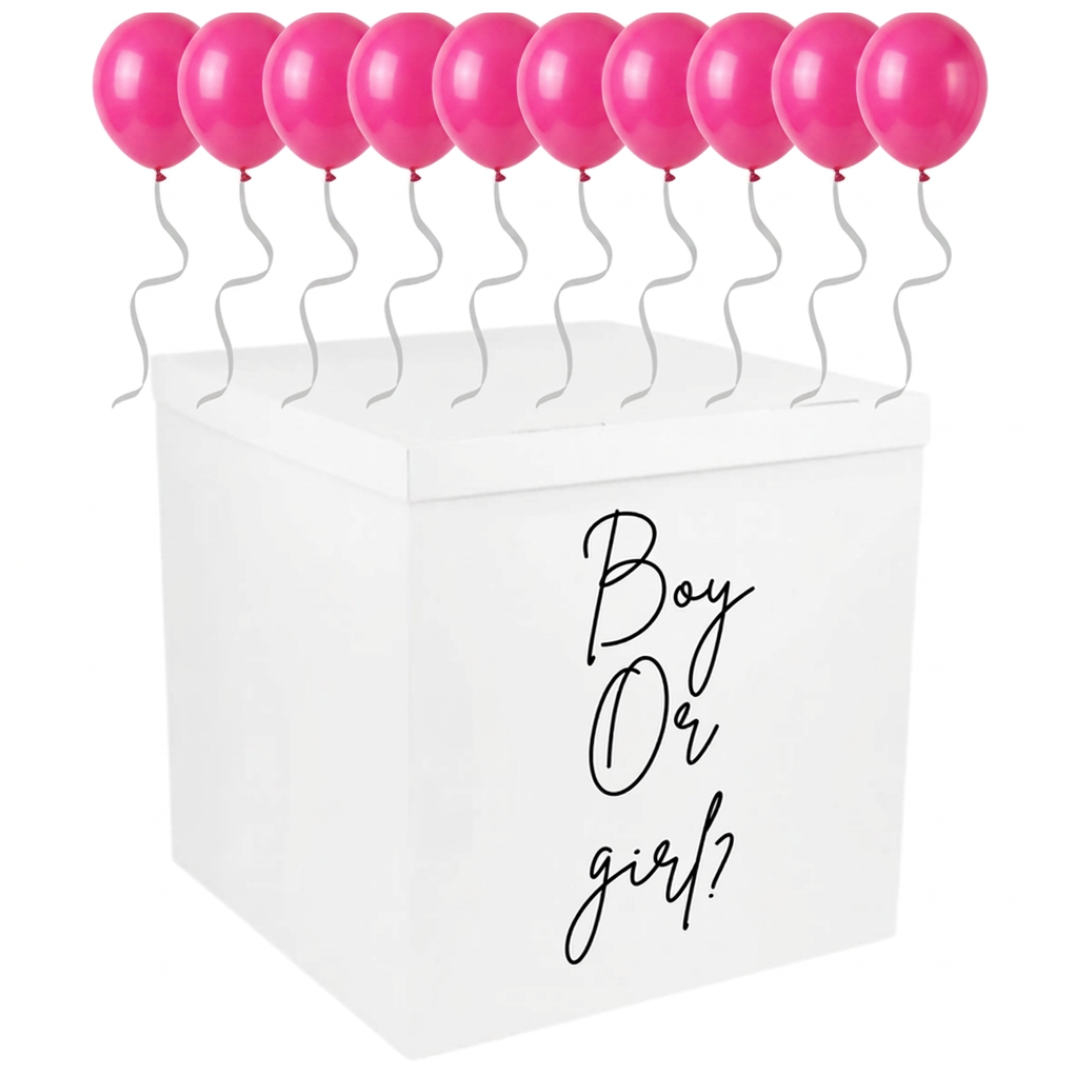 💗 Cutie Gender Reveal (70x70x70 cm) Fetiță cu 40 Baloane Roz cu Heliu – Ridicare Personală
