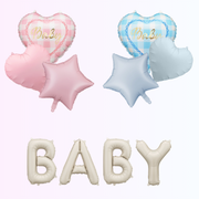 Set baloane cu Heliu Gender Reveal (2 buchete cu heliu + balon BABY cu aer)
