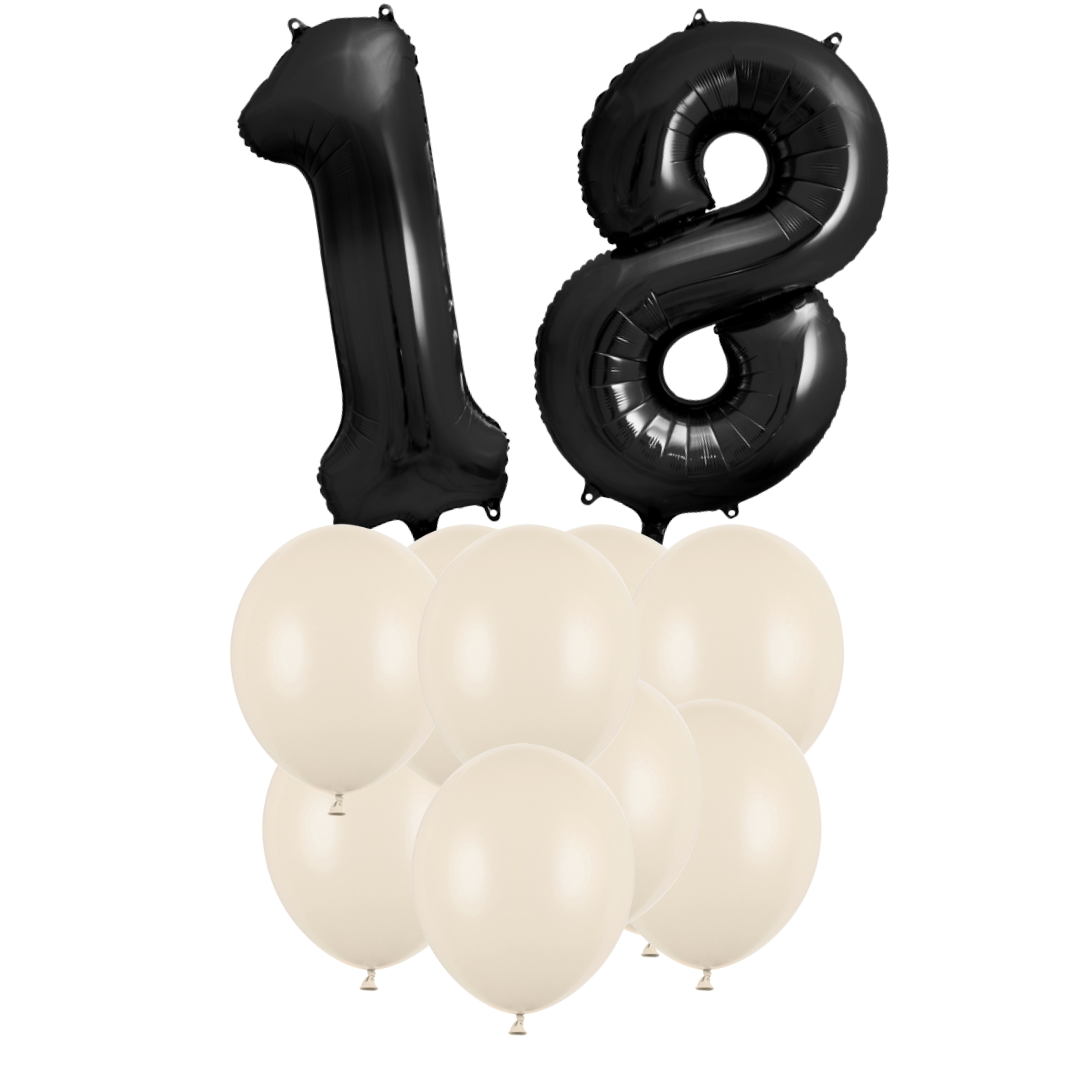 Buchet de baloane cu heliu Majorat 18 ani (12 buc)