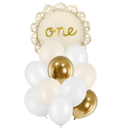 Baloane Cu Heliu Prima Aniversare Bej Auriu (11 buc)