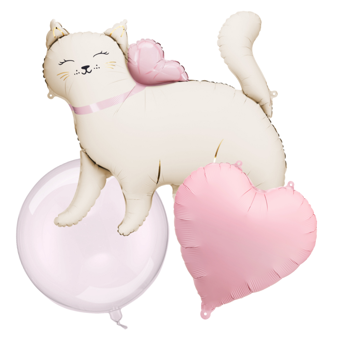Baloane Cu Heliu Tematica Pisici (3 buc) Roz