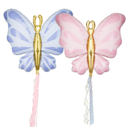 Set baloane folie fluturi (2 buc) cu heliu – albastru & roz, 69 cm