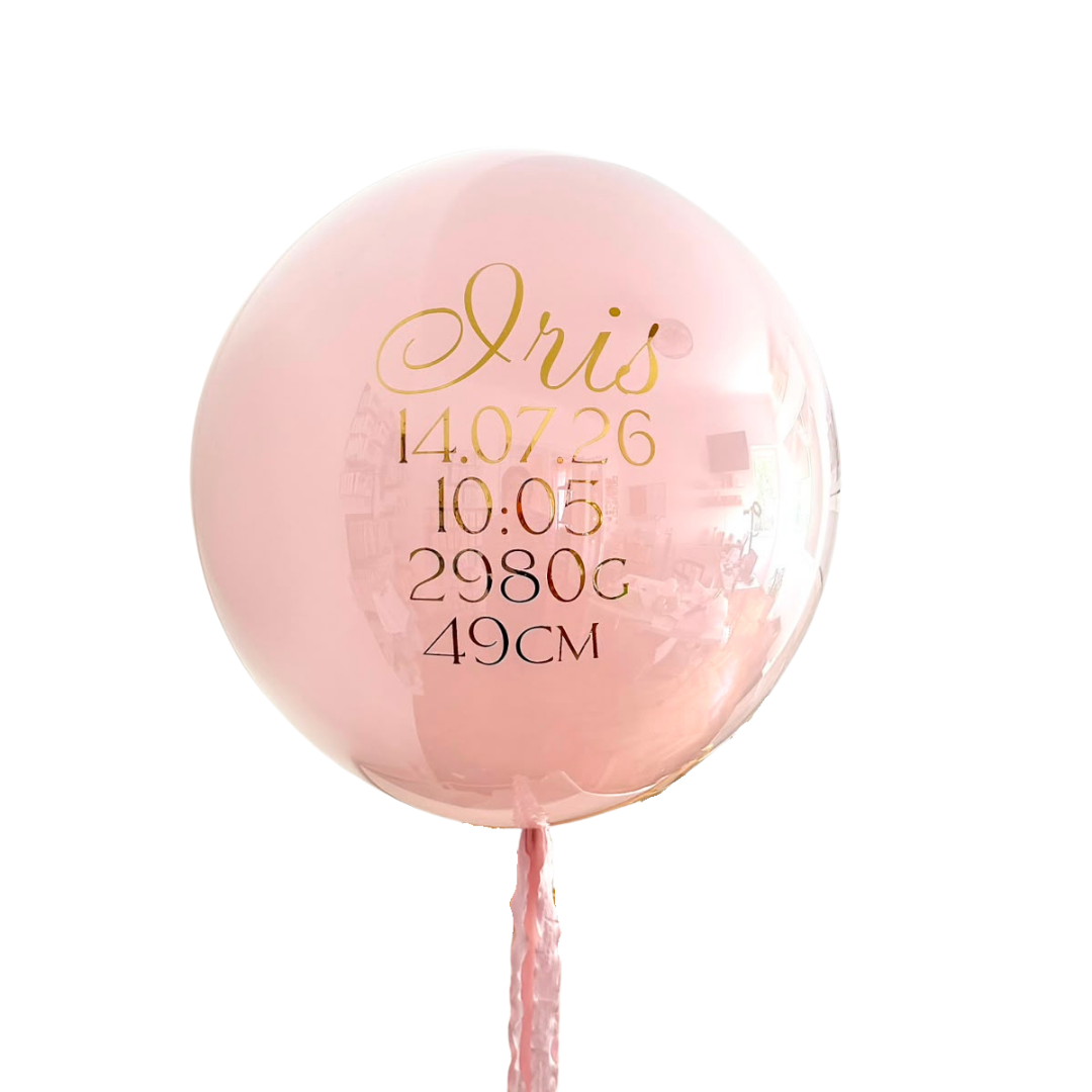 Balon Bobo personalizat „Welcome Baby”, Roz, 60 cm, cu heliu