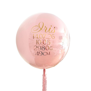 Balon Bobo personalizat „Welcome Baby”, Roz, 60 cm, cu heliu