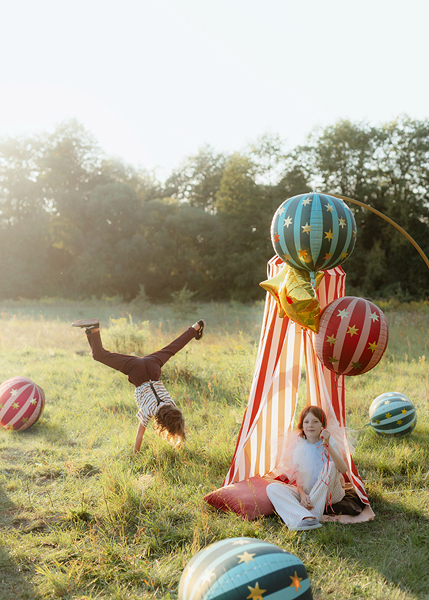 Balon din Folie Starry Ball, 50 cm, Rosu, Petrecere de Circ