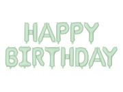 Banner "Happy Birthday" Baloane din Folie, Verde deschis, 340x35cm