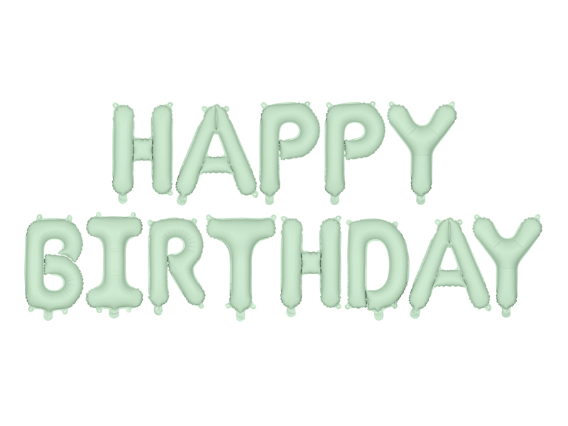 Banner "Happy Birthday" Baloane din Folie, Verde deschis, 340x35cm