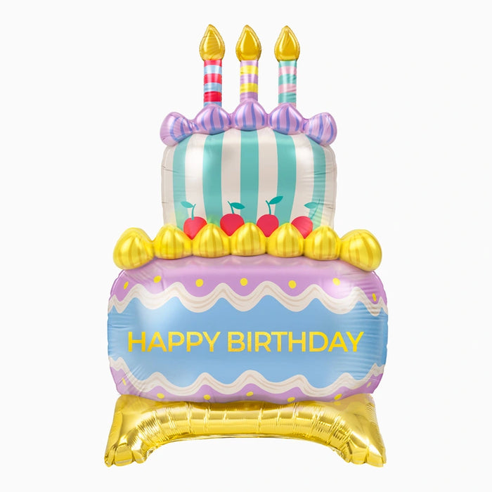 Balon din folie Tort „Happy Birthday” Pastel, 57x87cm