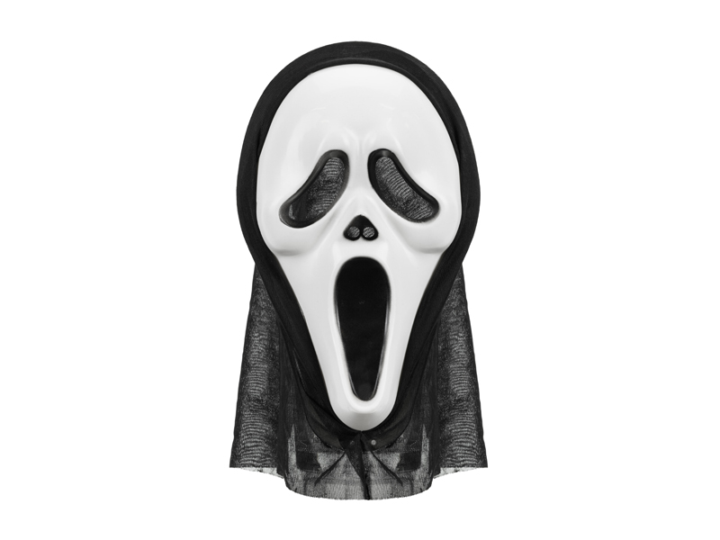 Masca Scream Halloween, 18x31cm, alb/negru