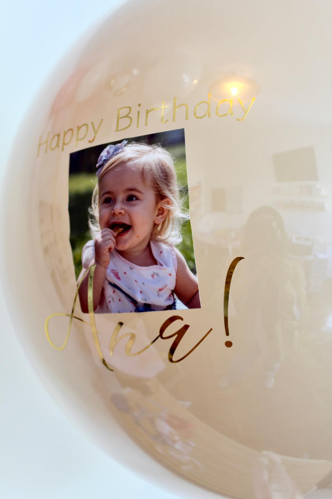 Balon cu heliu „Glass Effect” personalizat cu text și imagine 60 cm, bej