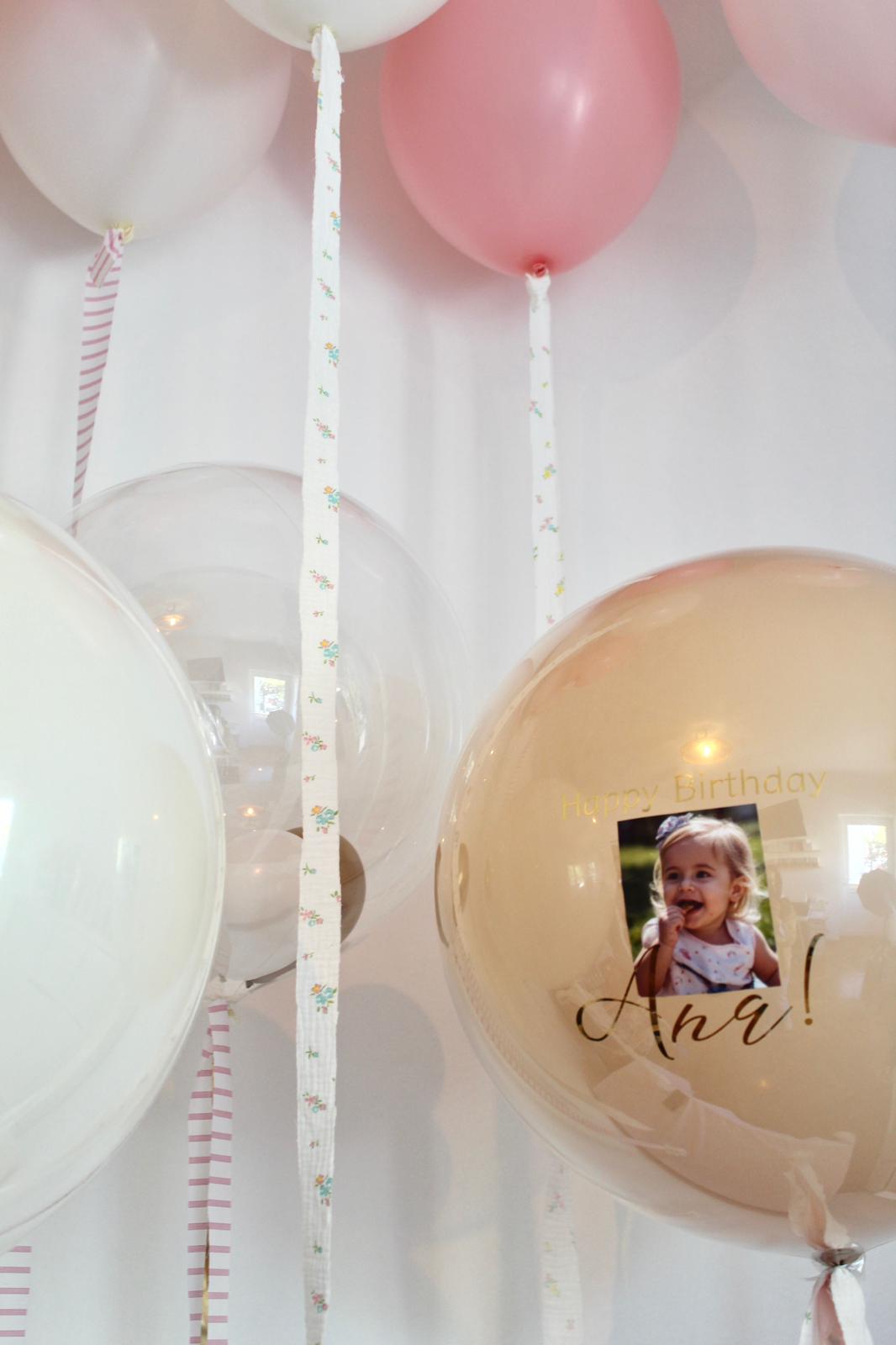 Balon cu heliu „Glass Effect” personalizat cu text și imagine 60 cm, bej