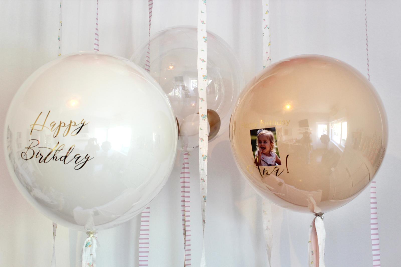 Balon cu heliu „Glass Effect” personalizat cu text și imagine 60 cm, bej