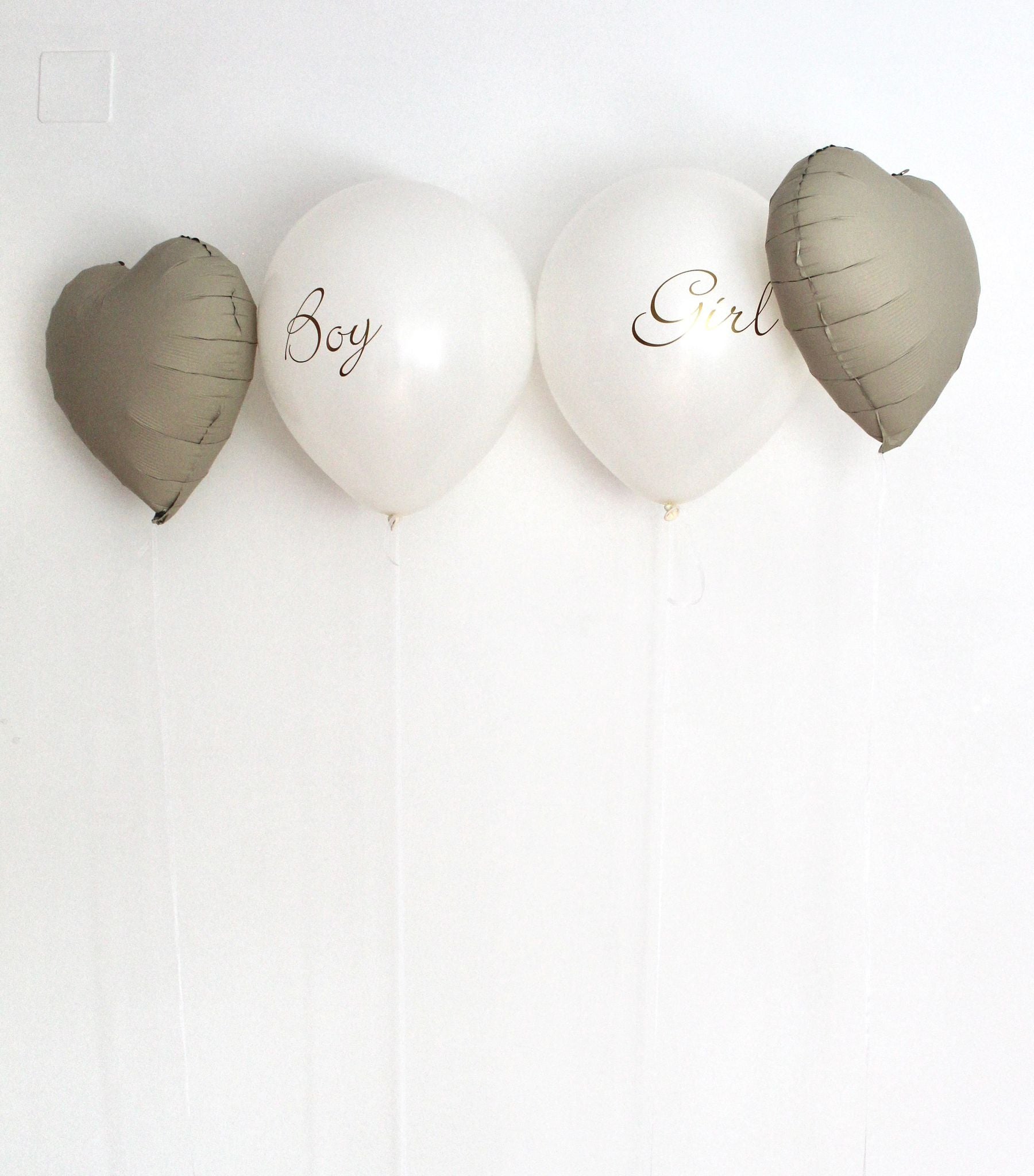 Set baloane cu heliu Gender Reveal „Boy or Girl” (4 buc) 43 cm, alb/bej personalizat