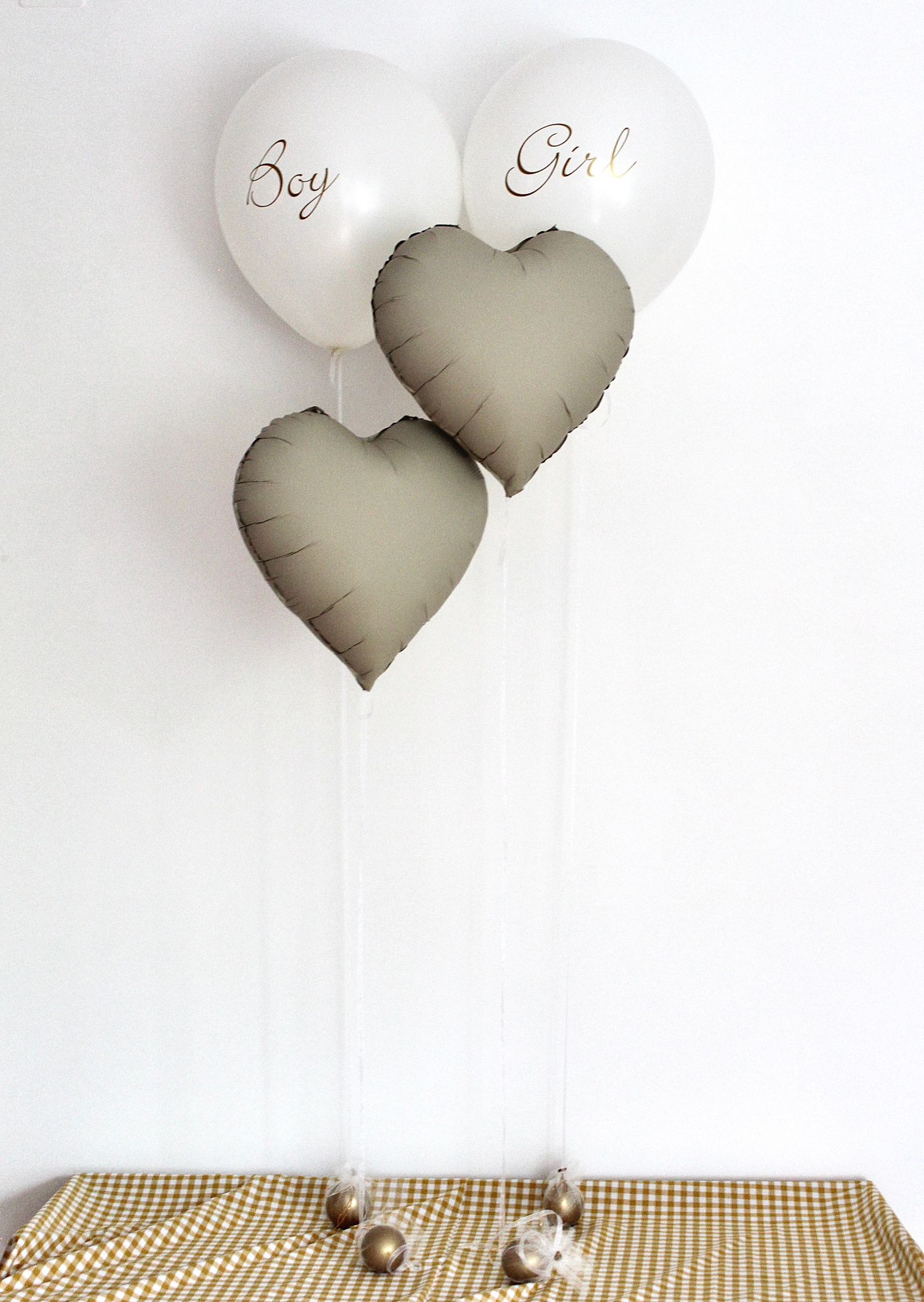 Set baloane cu heliu Gender Reveal „Boy or Girl” (4 buc) 43 cm, alb/bej personalizat