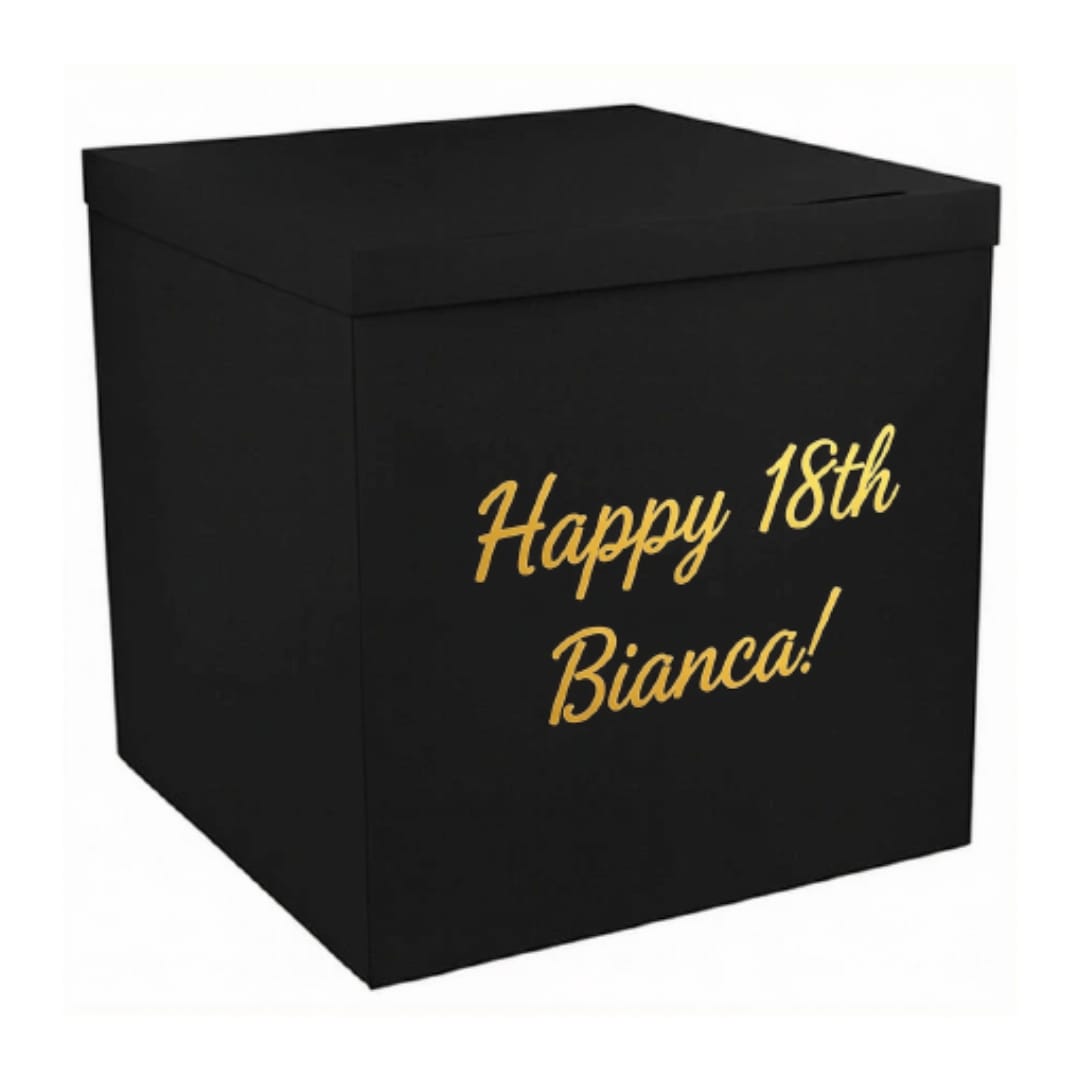 Cutie surpriză pentru baloane cu personalizare, Negru, 70×70×70cm