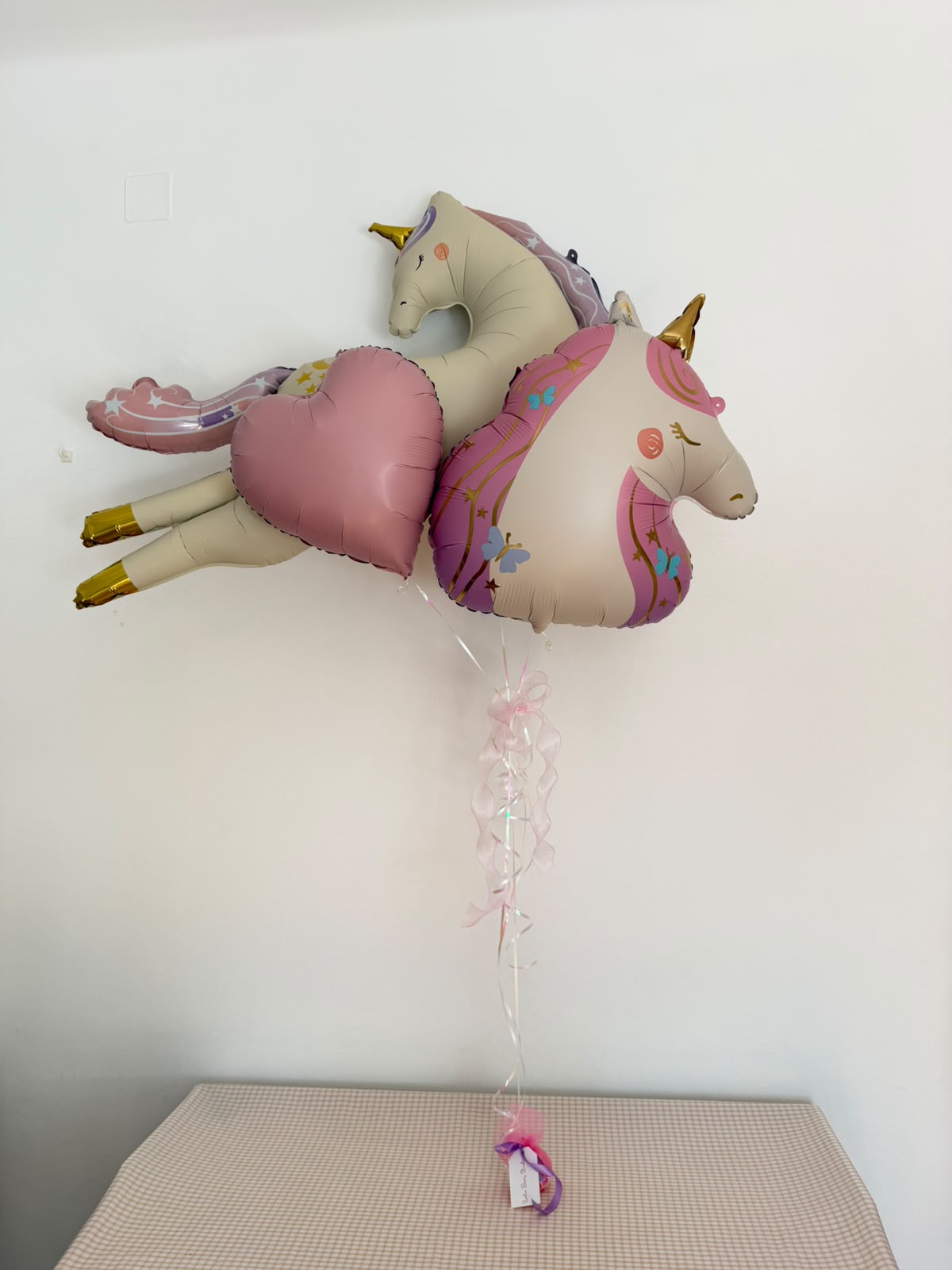 Set baloane Unicorn, Roz & Auriu, cu heliu