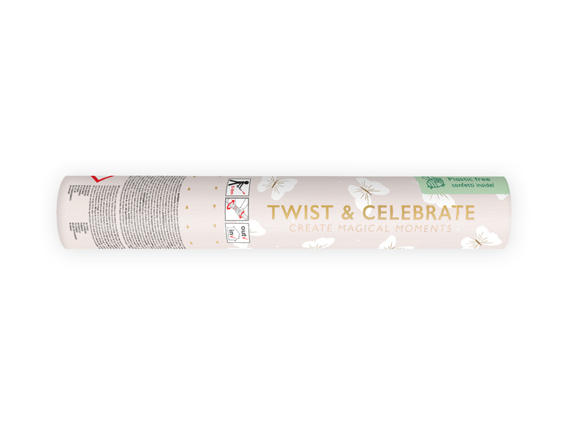 Tun Confetti cu fluturi albi, 20 cm