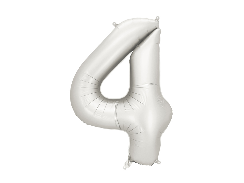 Balon din Folie, Cifra 4, 86cm, Argintiu