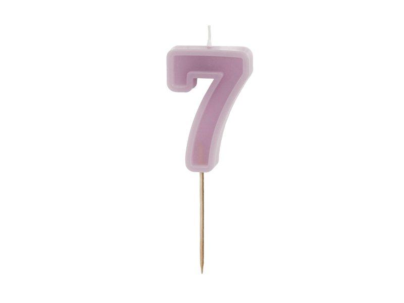 Lumanare pentru tort cifra 7 mov pastel