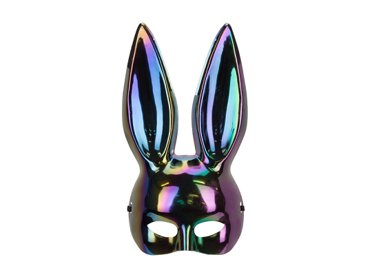 Masca iepuras Halloween (1 buc), 16.5x34 cm, Negru iridescent