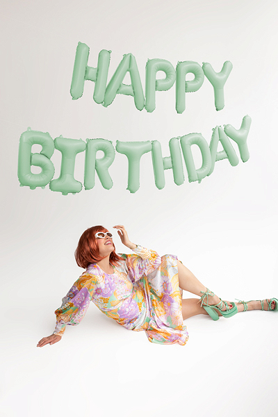 Banner "Happy Birthday" Baloane din Folie, Verde deschis, 340x35cm