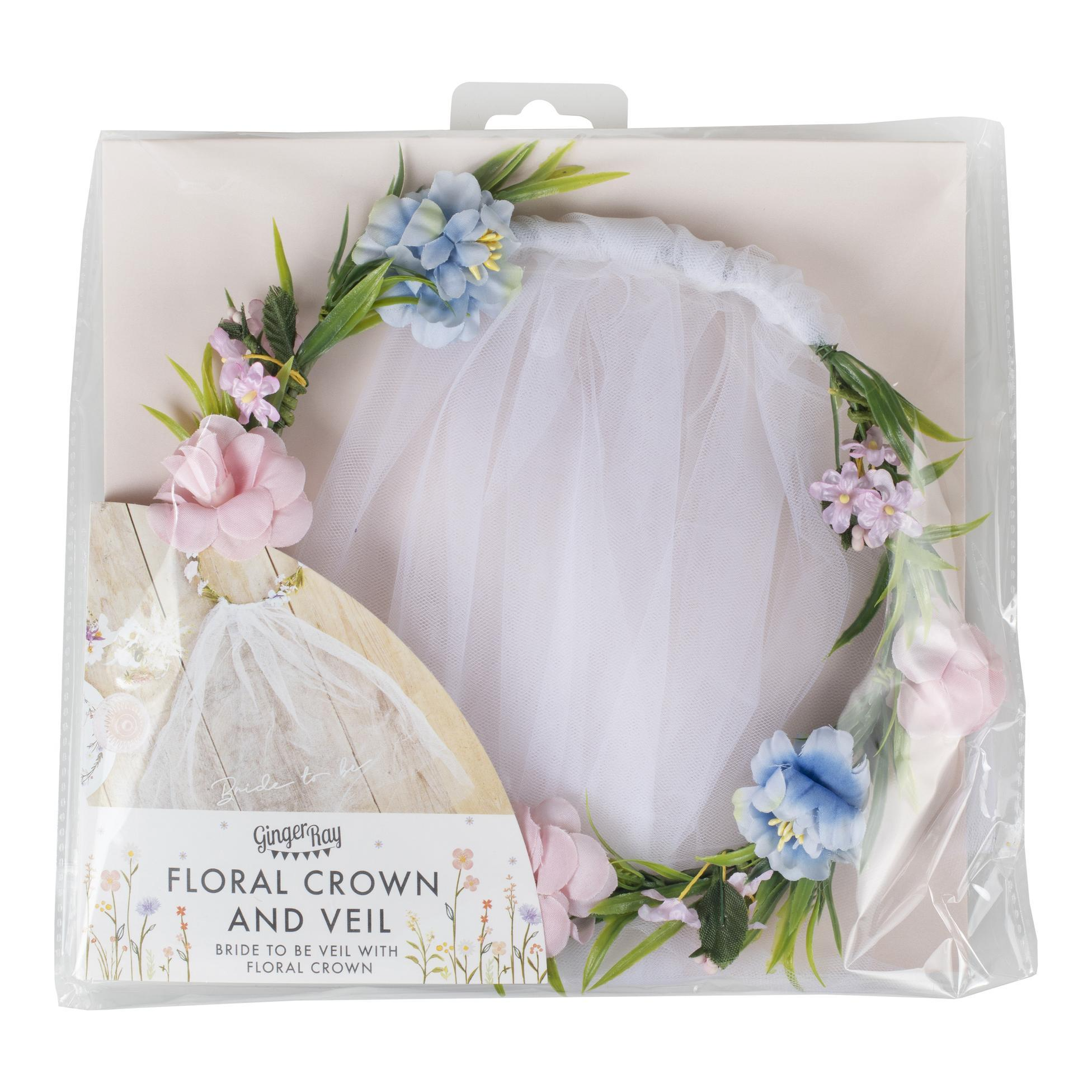Voal de Petrecerea Burlacitelor 'Bride To Be' cu Coronita Flori