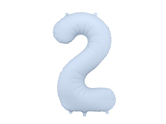 Balon din Folie, Cifra 2, 86cm, Albastru Deschis Mat