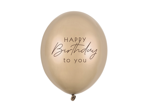 Baloane din latex (6 buc) „Happy Birthday” auriu metalizat, 30 cm