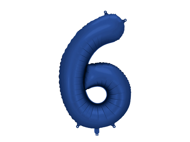 Balon din Folie, Cifra 6, 86cm Albastru Marin