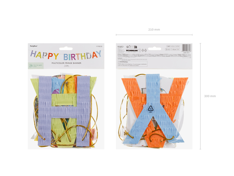 Banner Happy Birthday, multicolor, 2.2m