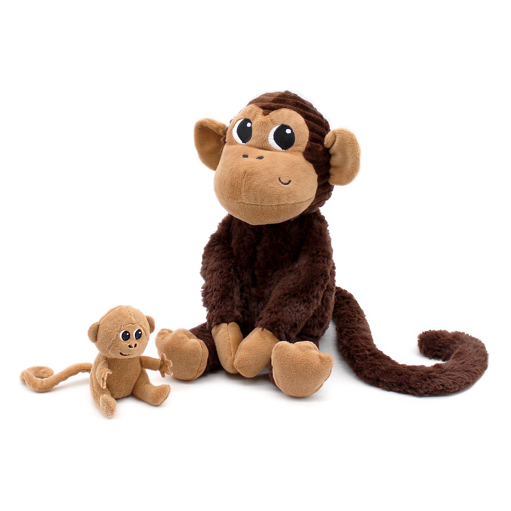 Maimuță pluș Mum & Baby ciocolatiu „Les Ptipotos” 25cm 🐒