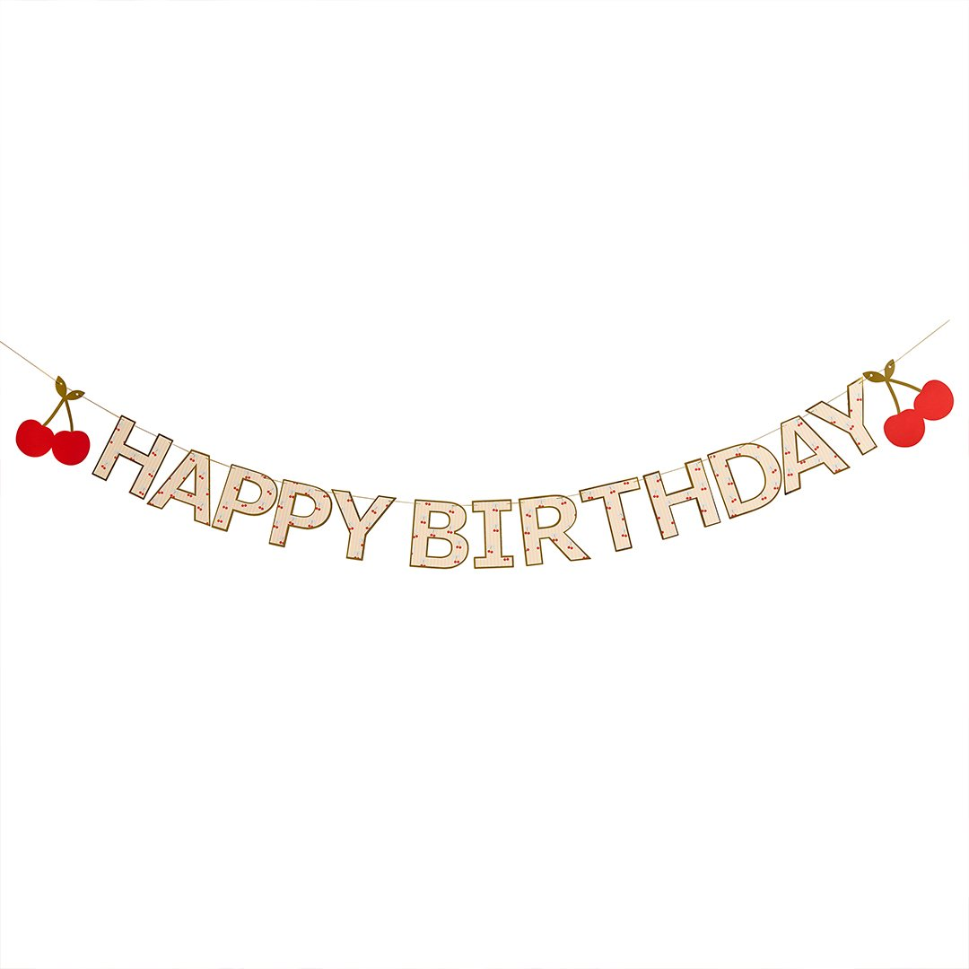 Banner „Happy Birthday” Rococo Cherries 2.5m cu cireșe