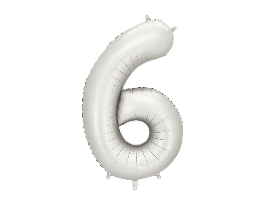 Balon din Folie, Cifra 6, 86cm Argintiu