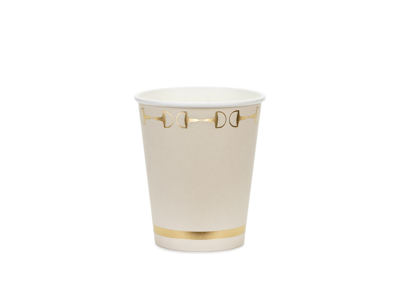6 Pahare din hartie cu tematica caluti, bej, 220 ml