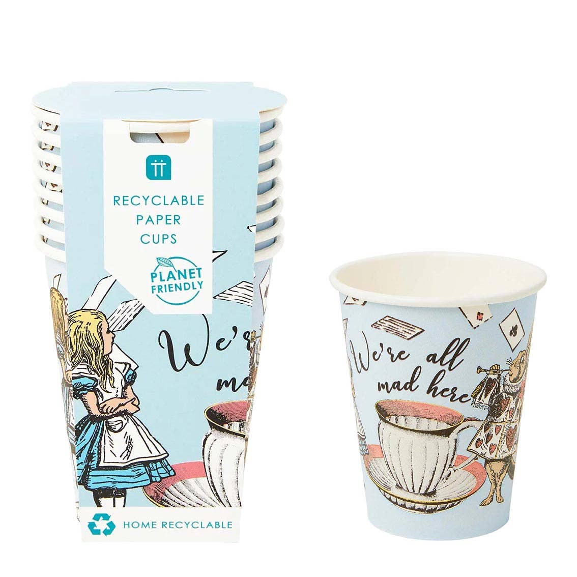 Pahare din Hârtie Alice în Țara Minunilor | Set 8 Bucăți | 240 ml