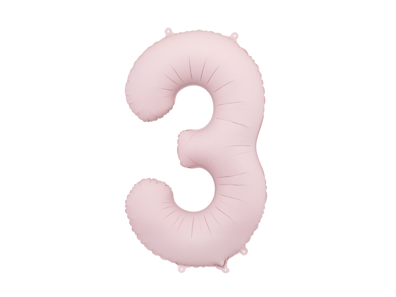 Balon din folie Cifra 3, 86 cm, roz pal mat