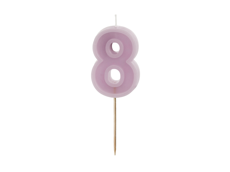 Lumanare pentru tort cifra 8 mov pastel
